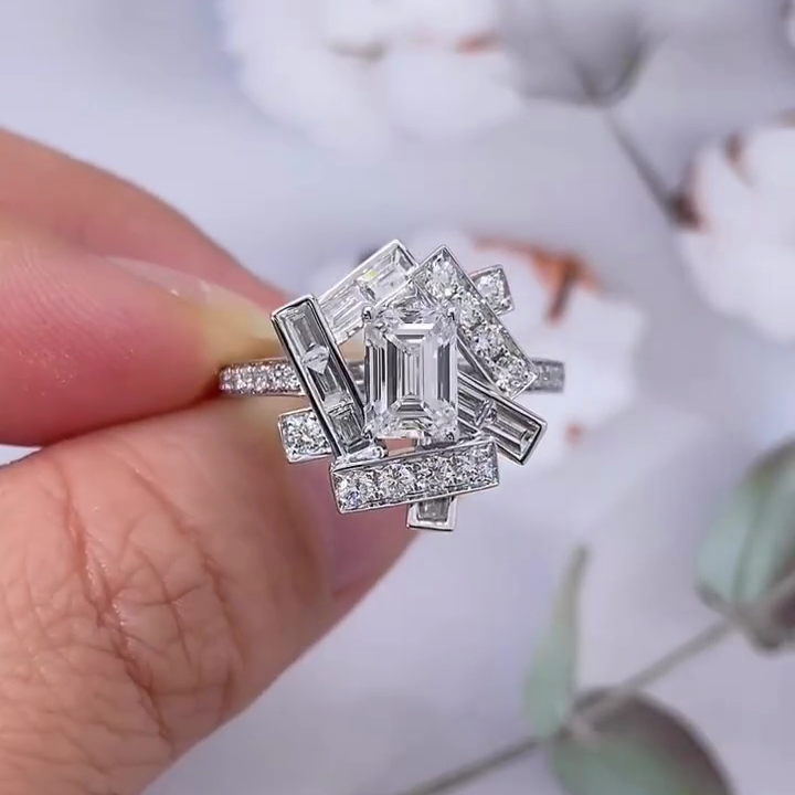 Emerald 3.00tcw Lab Diamond Halo Channel Pave Engagement Ring | IGI Certified | Unique Style