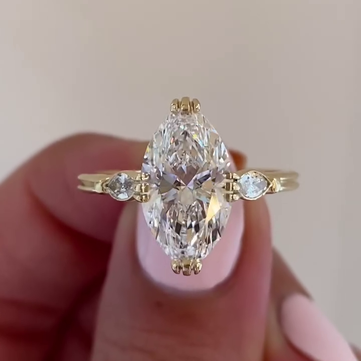 Marquise 2.50tcw Lab Grown Diamond Engagement Ring | Hidden Halo & Side Stones | IGI Certified