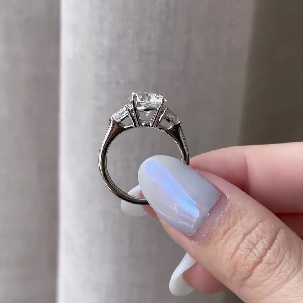 2.20tcw Lab Diamond Engagement Ring | Round & Pear Stone Combo | Ethical | IGI Certified