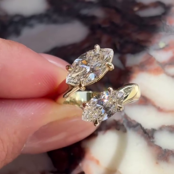 Marquise 4.50tcw Lab Diamond Two Stone Engagement Ring | DEF | IGI Certified