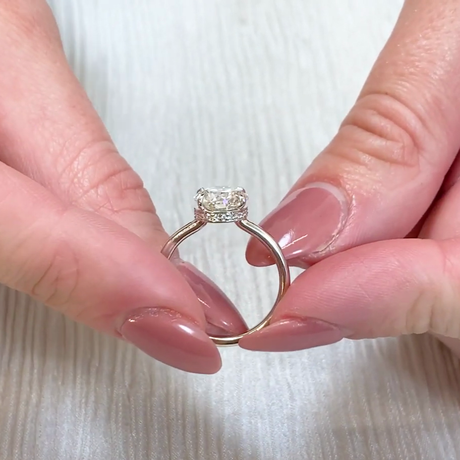 1.70tcw Round Lab Grown Diamond Hidden Halo Solitaire Ring | 1.50ct Center | IGI Certified