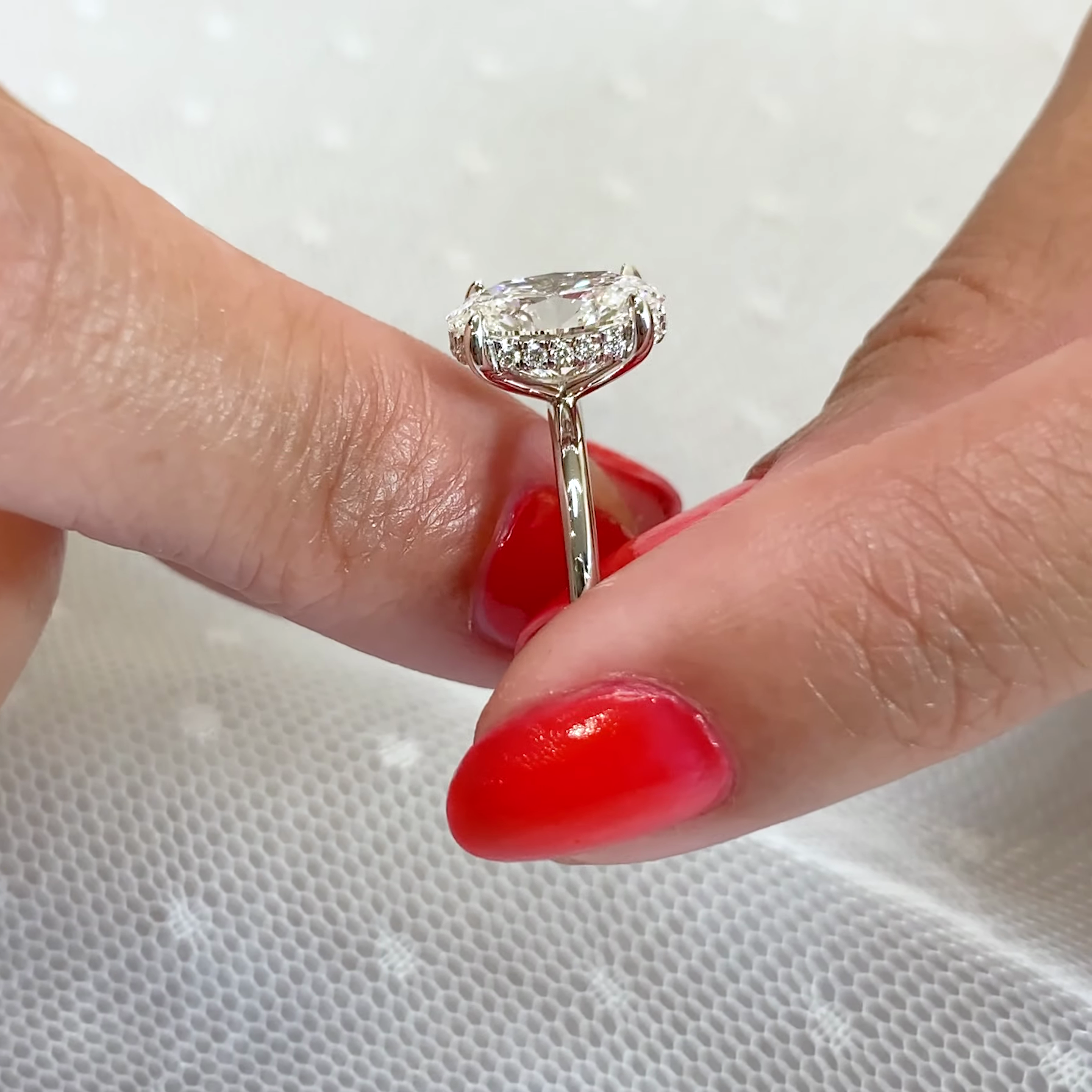 2.70tcw Oval Lab Grown Diamond Pavé Basket Solitaire Engagement Ring | IGI Certified