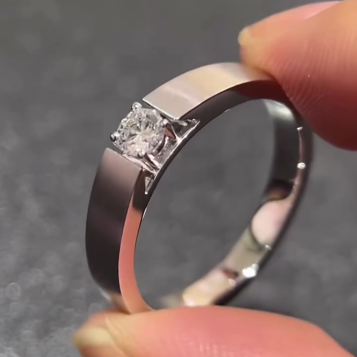 Round 0.50ct Men’s Tension Lab Grown Diamond Ring | IGI Certified | White Gold Minimalist Design