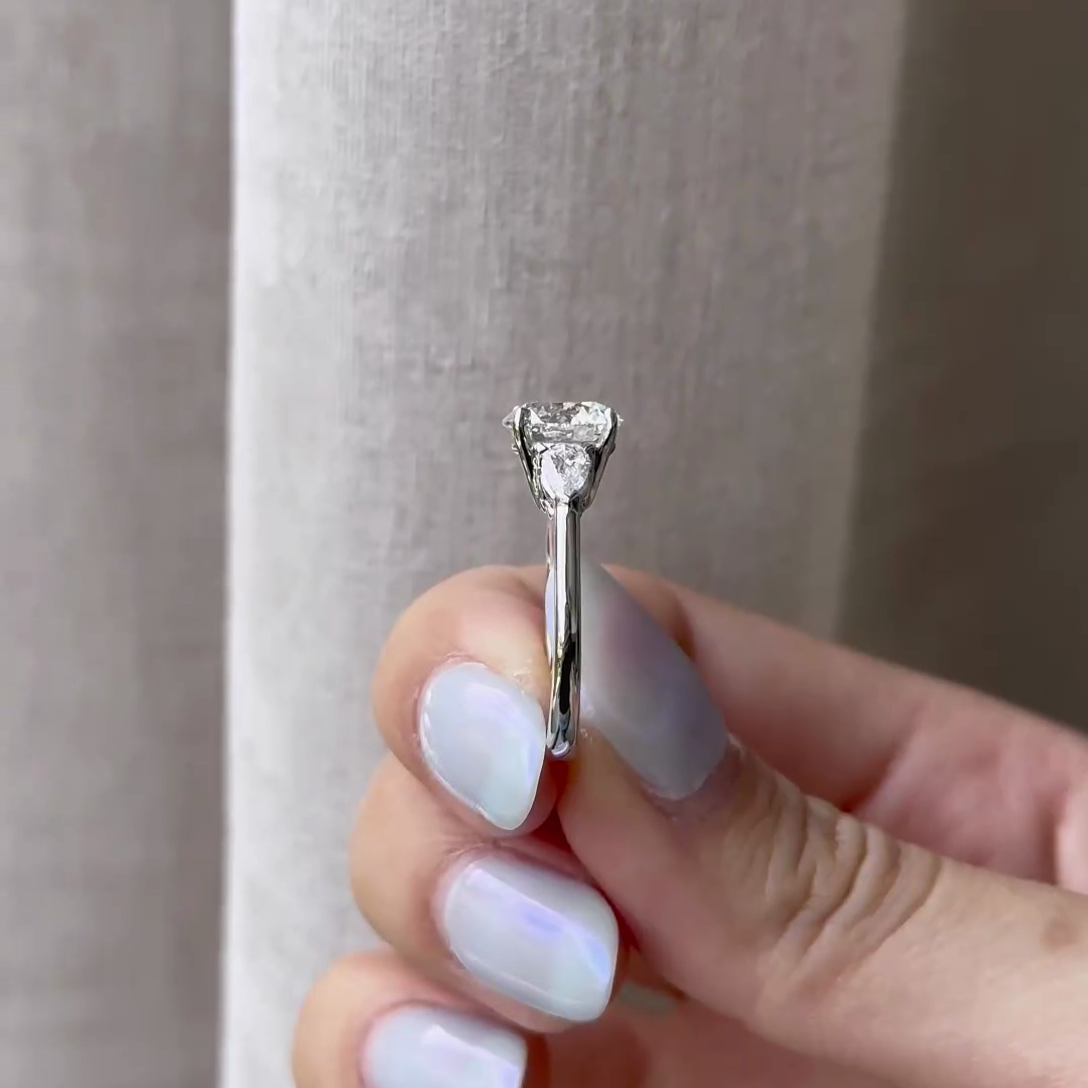 2.20tcw Lab Diamond Engagement Ring | Round & Pear Stone Combo | Ethical | IGI Certified