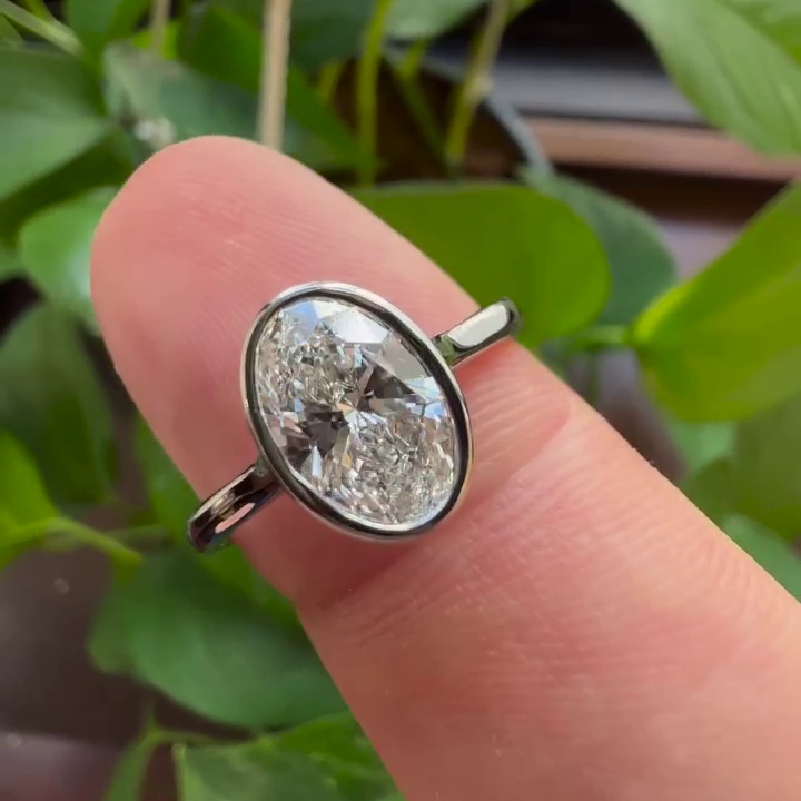 1.50ct Oval Lab Diamond Cathedral Bezel Engagement Ring | IGI Certified | D-E-F VVS–VS | Custom Gold