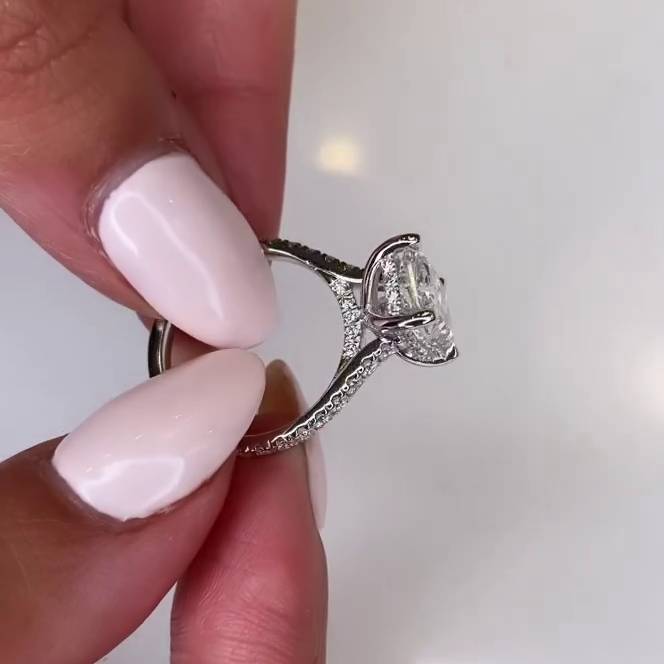 5.50tcw Radiant Lab Diamond Engagement Ring | Modern Hidden Halo Design | IGI Certified