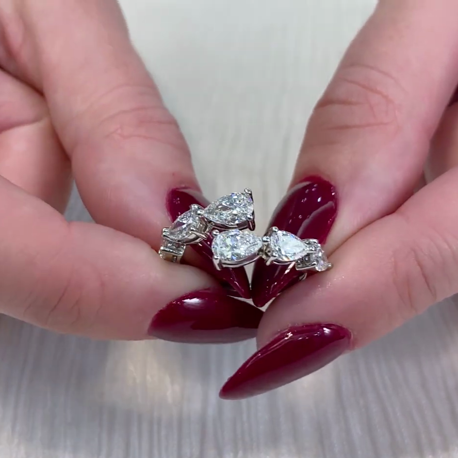 Pear 2.00tcw Lab Diamond Bypass Engagement Ring | IGI Certified | D-E-F | VVS–VS