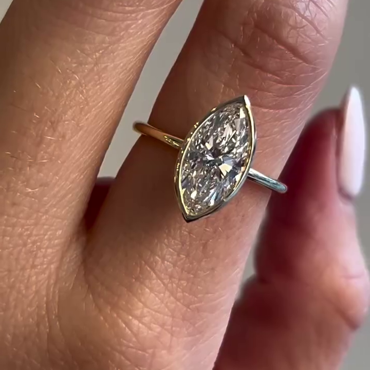 Marquise 2.00ct Lab Grown Diamond Engagement Ring | Bezel Set Solitaire | IGI Certified