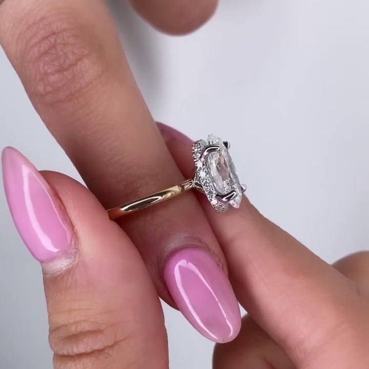 2.10tcw Oval Lab Diamond Engagement Ring | Hidden Halo | IGI Certified | Yellow Gold VVS–VS