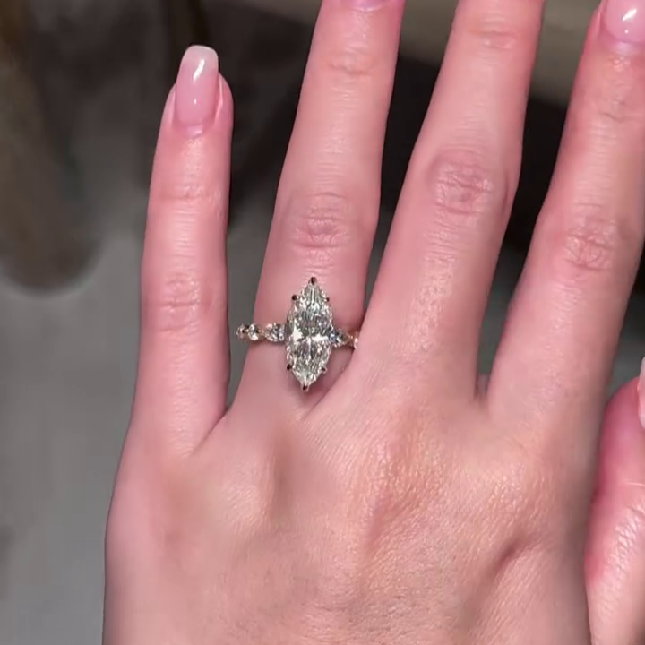 4.00tcw Marquise Lab Diamond Engagement Ring | Hidden Halo Pave | IGI Certified | Custom Gold