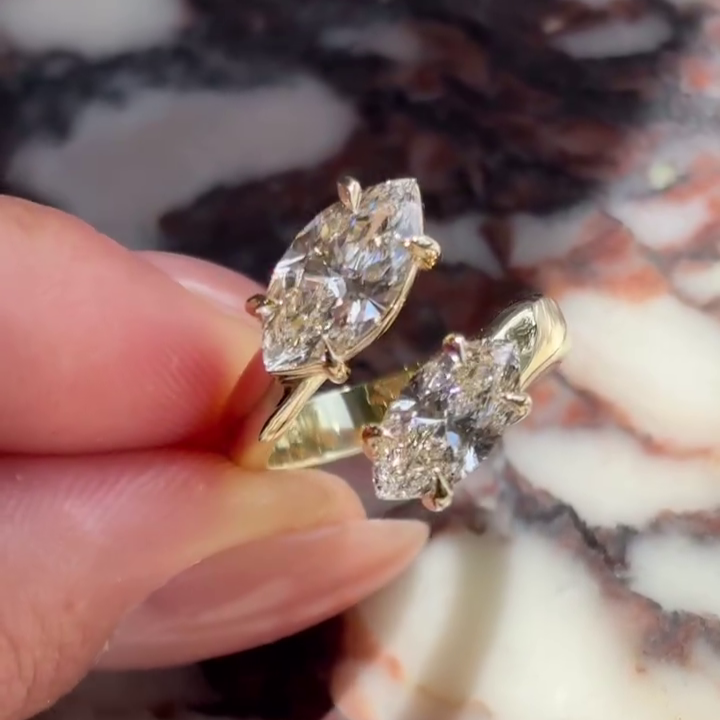 Marquise 4.50tcw Lab Diamond Two Stone Engagement Ring | DEF | IGI Certified