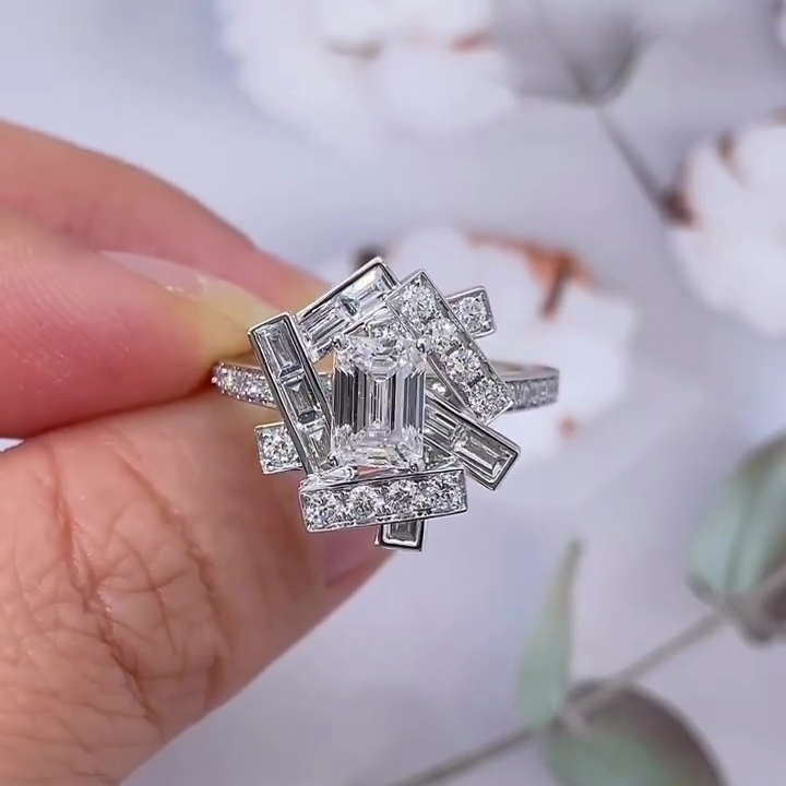 Emerald 3.00tcw Lab Diamond Halo Channel Pave Engagement Ring | IGI Certified | Unique Style