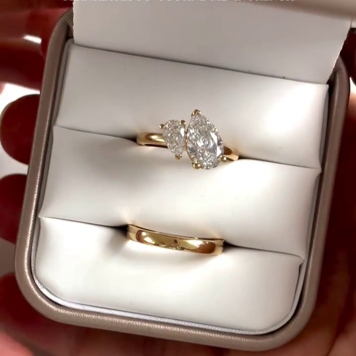 3.00tcw Double Pear Lab Diamond Toi Et Moi Ring | D-E-F Color | IGI Certified | Custom Gold