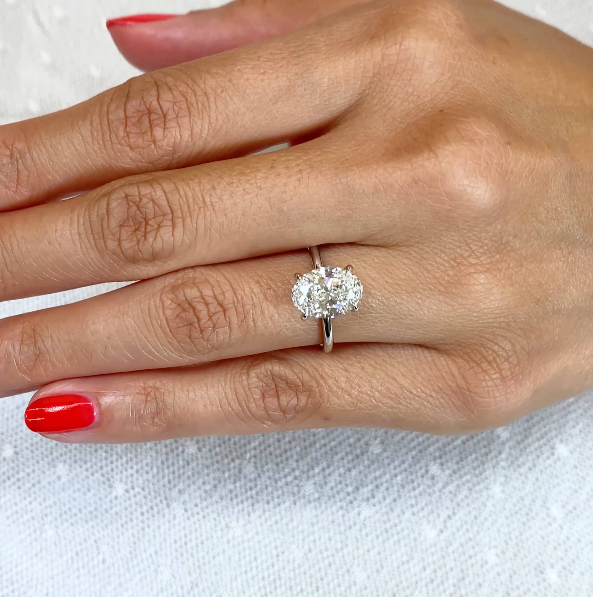 2.70tcw Oval Lab Grown Diamond Pavé Basket Solitaire Engagement Ring | IGI Certified