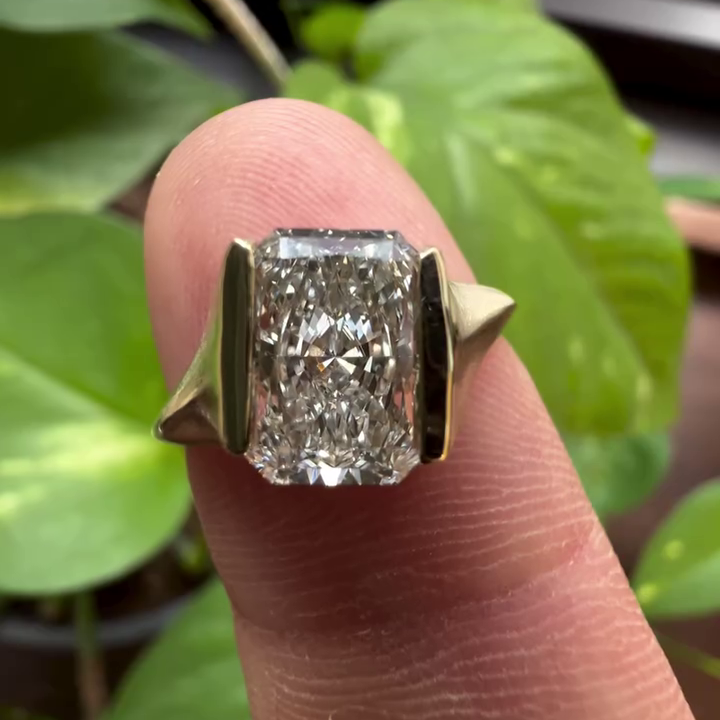 1.50ct Radiant Lab Grown Diamond Half Bezel Engagement Ring | IGI Certified | D-E-F VVS–VS