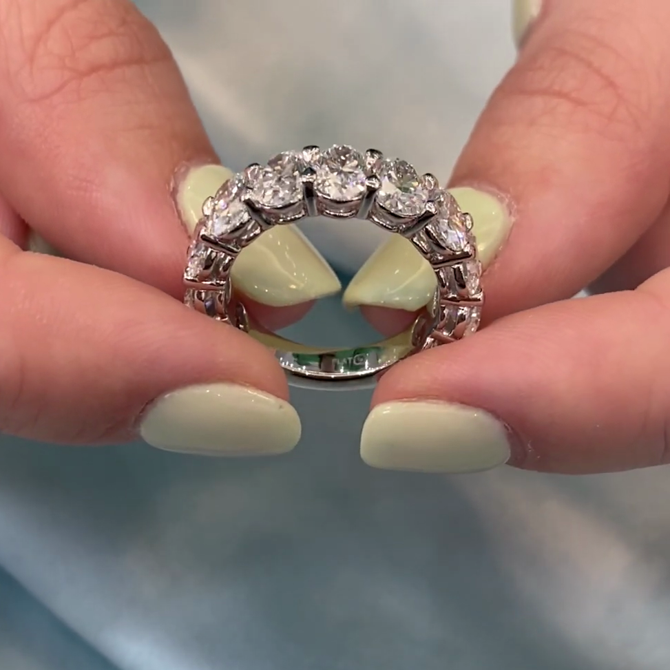 Oval 3.30tcw Lab Diamond Half Eternity Wedding Band | IGI Certified DEF VVS–VS Clarity