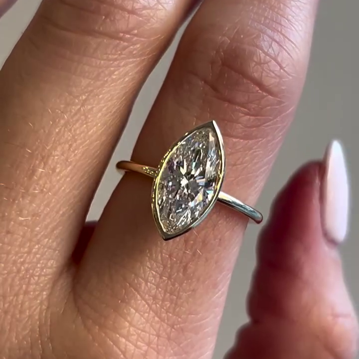 Marquise 2.00ct Lab Grown Diamond Engagement Ring | Bezel Set Solitaire | IGI Certified