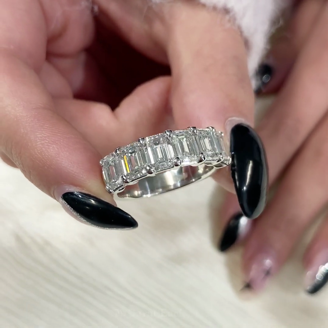 3.60tcw Emerald Lab-Grown Diamond Wedding Band | Six Stone | DEF Color VVS–VS Clarity