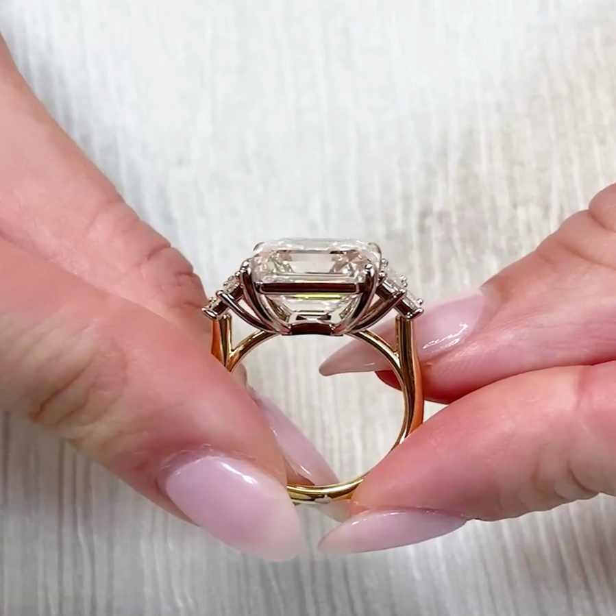 Asscher 9.50tcw Lab Diamond Five Stone Ring | IGI Certified | D-E-F | VVS–VS