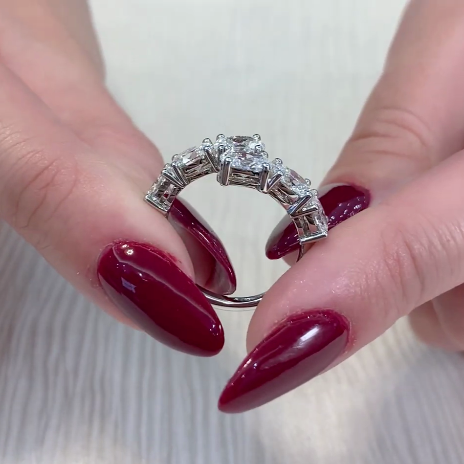 Oval 2.00tcw Lab Diamond Bypass Engagement Ring | DEF VVS–VS Clarity