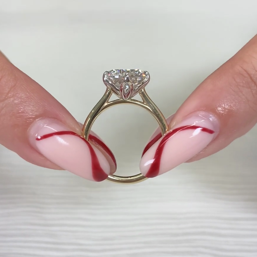 3.50ct Round Lab Diamond Cathedral Engagement Ring | Yellow Gold Solitaire | IGI D-E-F VVS–VS