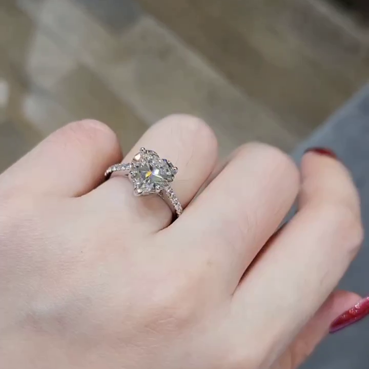 2.40tcw Heart Lab Diamond Engagement Ring | Cathedral Setting | IGI Certified