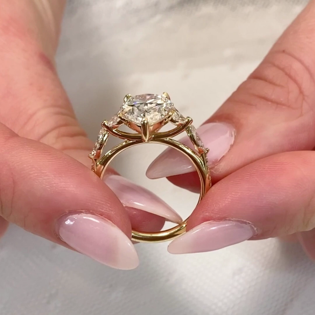 Pear 3.90tcw Lab Grown Diamond Seven Stone Engagement Ring, EF Color, VS Clarity - IGI Certified