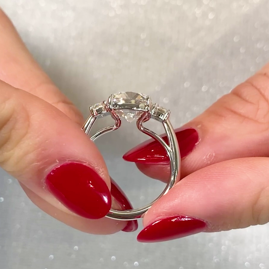 4.40tcw Cushion Lab Diamond Ring | Ethical Three Stone Design | IGI Certified