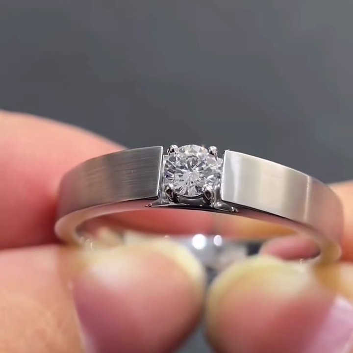 Round 0.50ct Men’s Tension Lab Grown Diamond Ring | IGI Certified | White Gold Minimalist Design