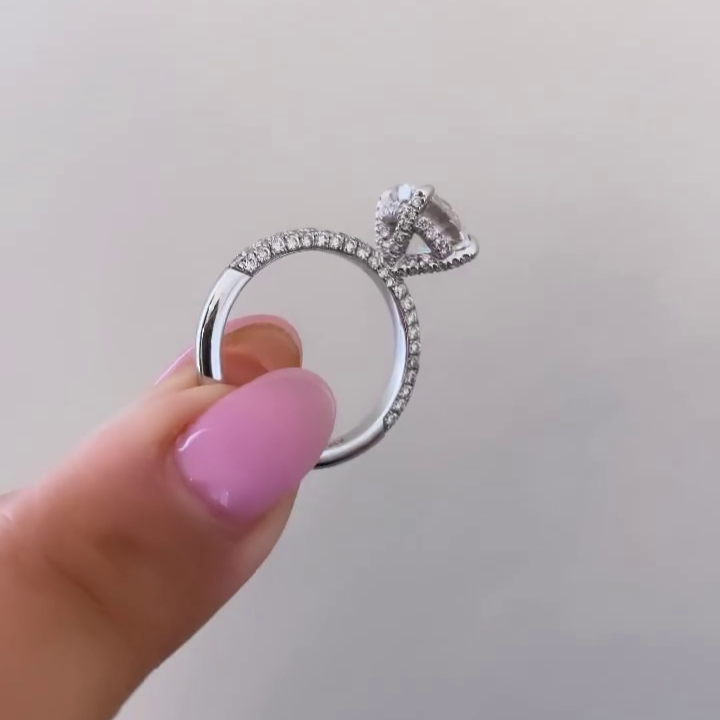 Round 2.50tcw Lab Diamond Ring | Hidden Halo & Pavé Band | IGI Certified | White Gold