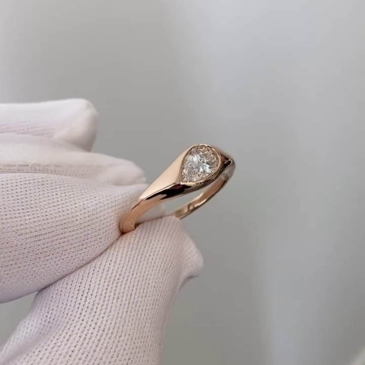 Elegant 0.80ct Pear Lab Grown Diamond Ring | Bezel Set | Ethical & Sustainable Jewelry