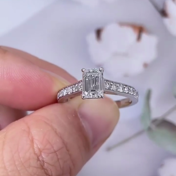 Emerald 1.50tcw Lab Diamond Channel Set Engagement Ring | IGI Certified | White Gold