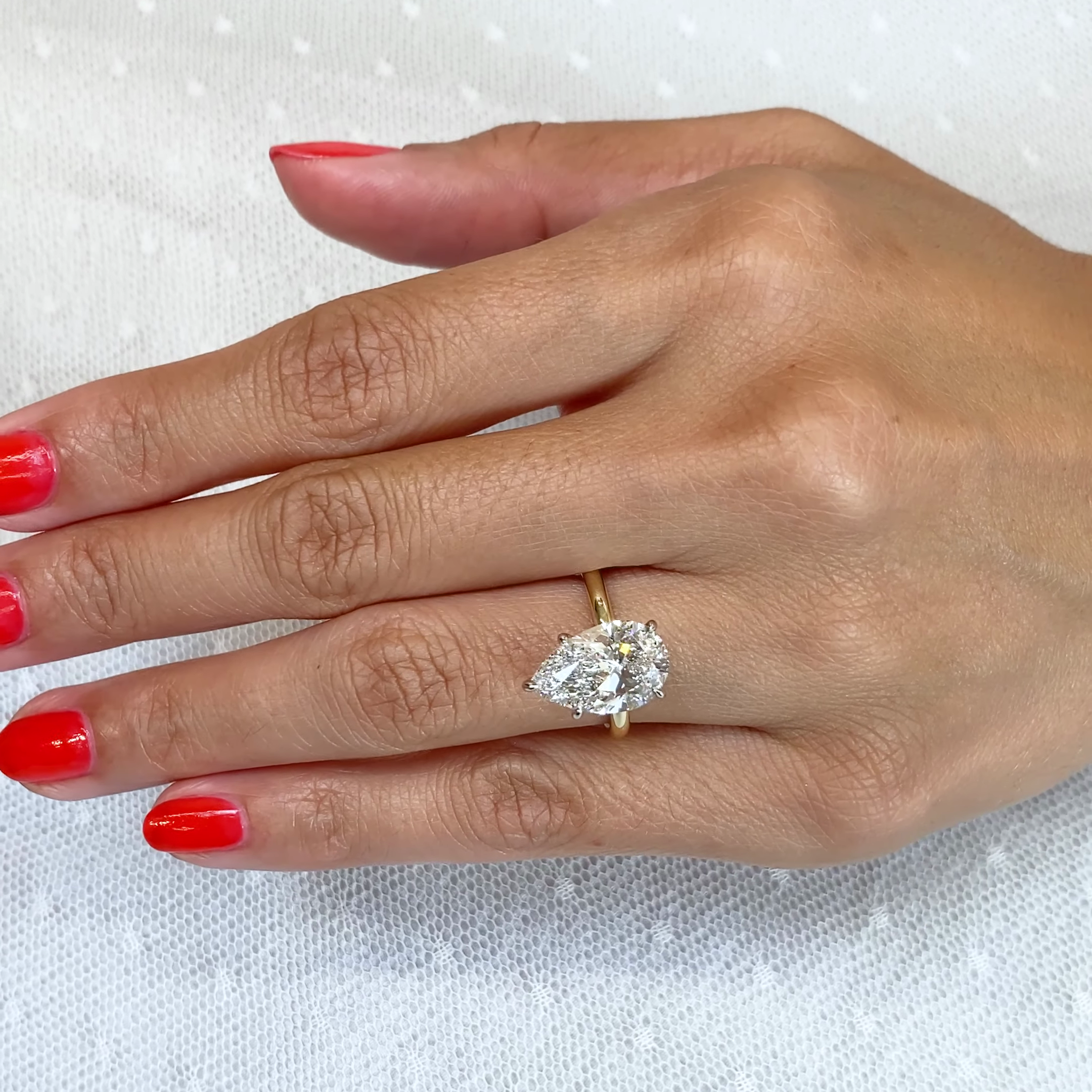 4.00ct Pear Lab Grown Diamond Two-Tone Solitaire Engagement Ring | IGI Certified | Ethical Luxury