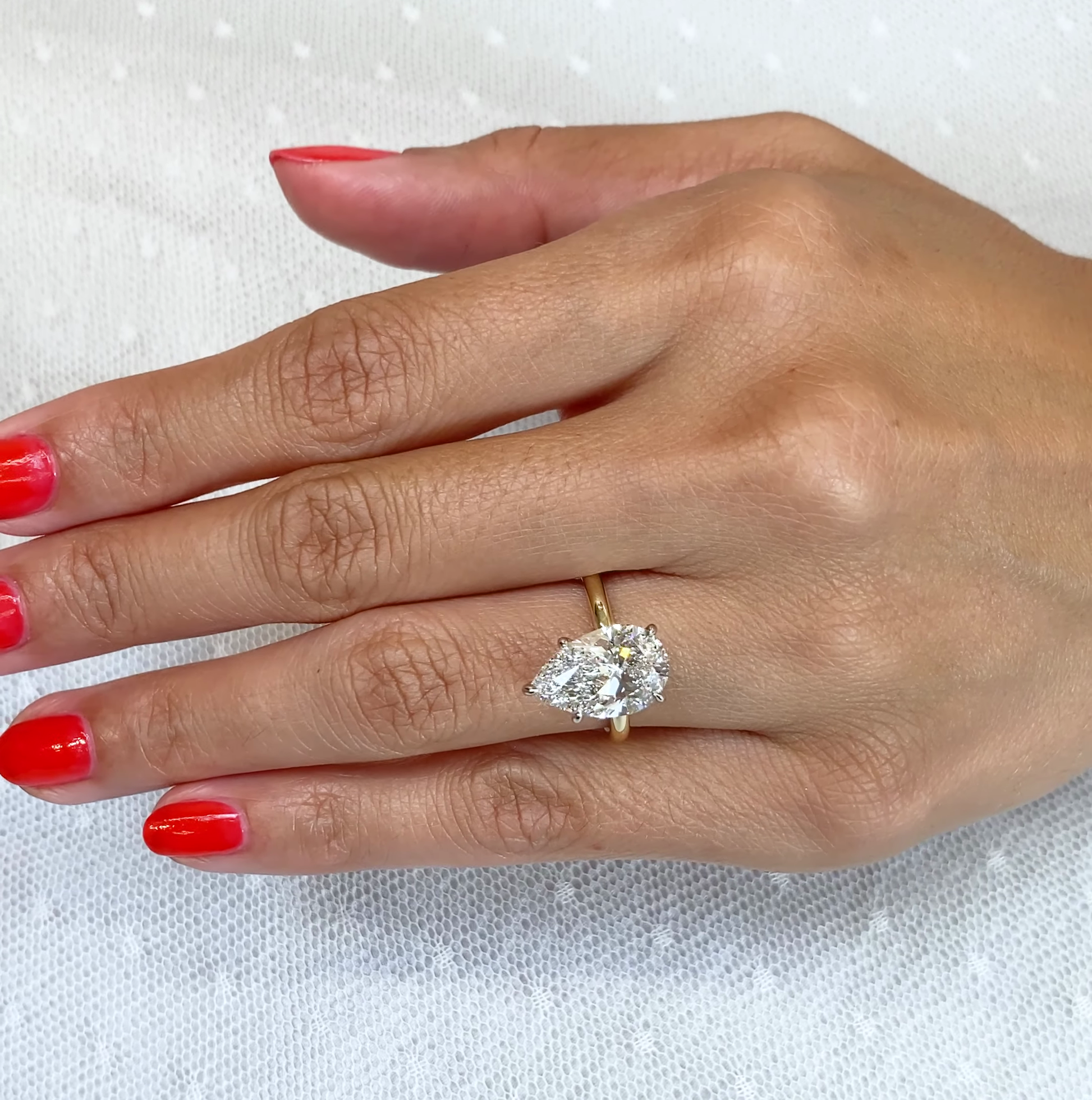 4.00ct Pear Lab Grown Diamond Two-Tone Solitaire Engagement Ring | IGI Certified | Ethical Luxury