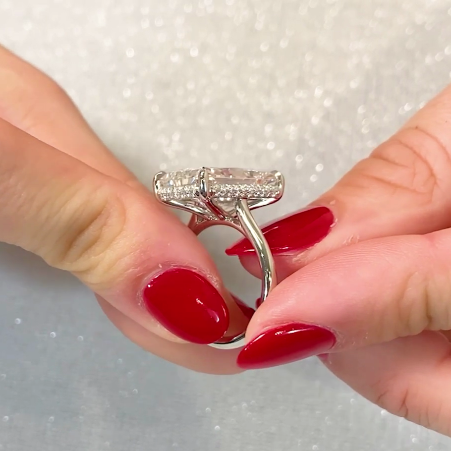 Radiant 8.10tcw Lab Diamond Hidden Halo Solitaire Ring | IGI Certified | D-E-F | VVS–VS