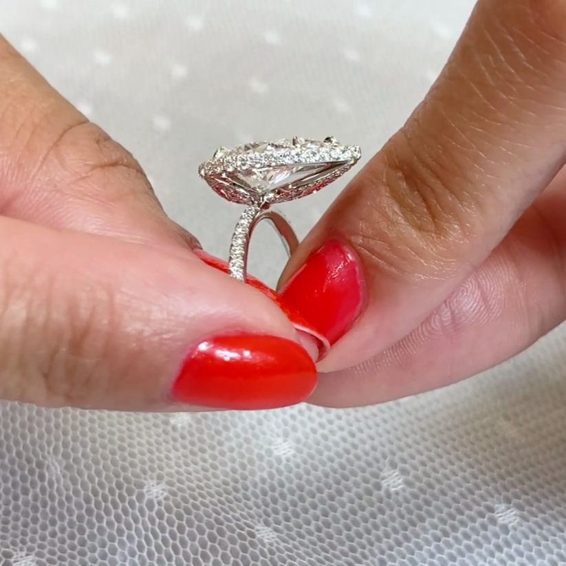 Pear 3.00tcw Lab Grown Diamond Halo Engagement Ring | IGI Certified | DEF VVS–VS Clarity