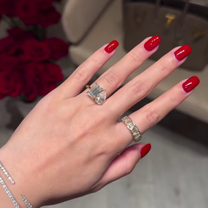 Emerald & Pear 4.00tcw Toi Et Moi Lab Diamond Ring | IGI Certified | 10K 14K 18K Gold