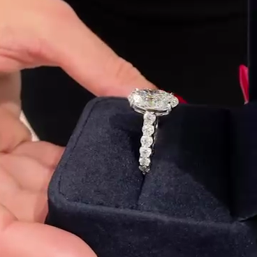 Oval 5.20tcw Lab Diamond Engagement Ring with Side Stones | IGI Certified