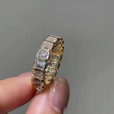 Emerald 3.60tcw Bezel Set Eternity Lab Grown Diamond Band, D-E-F Color, VVS-VS Clarity