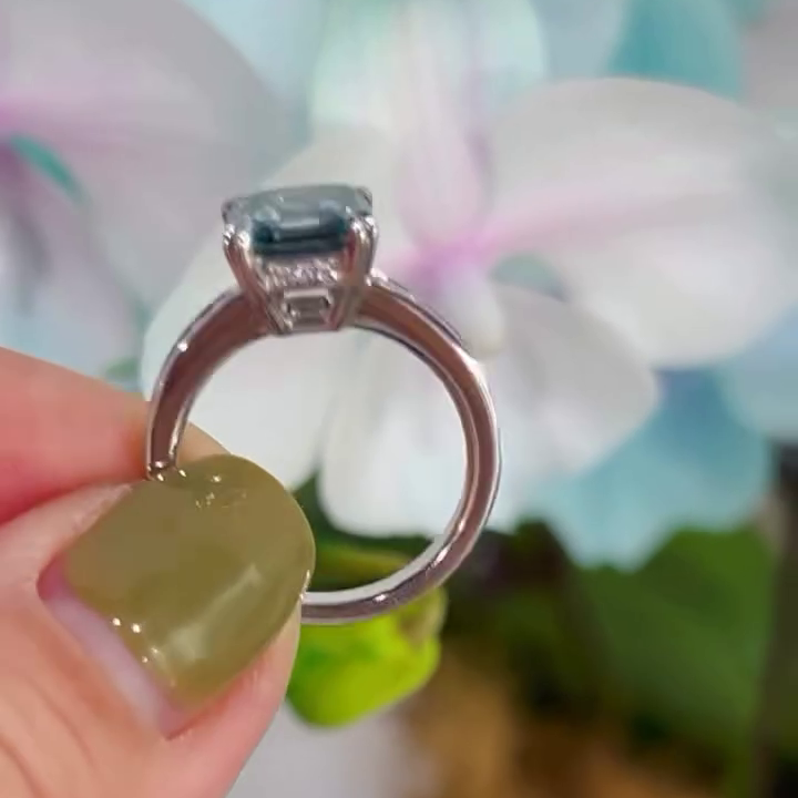 Fancy Blue Asscher 2.90tcw Lab Grown Diamond Engagement Ring | IGI Certified