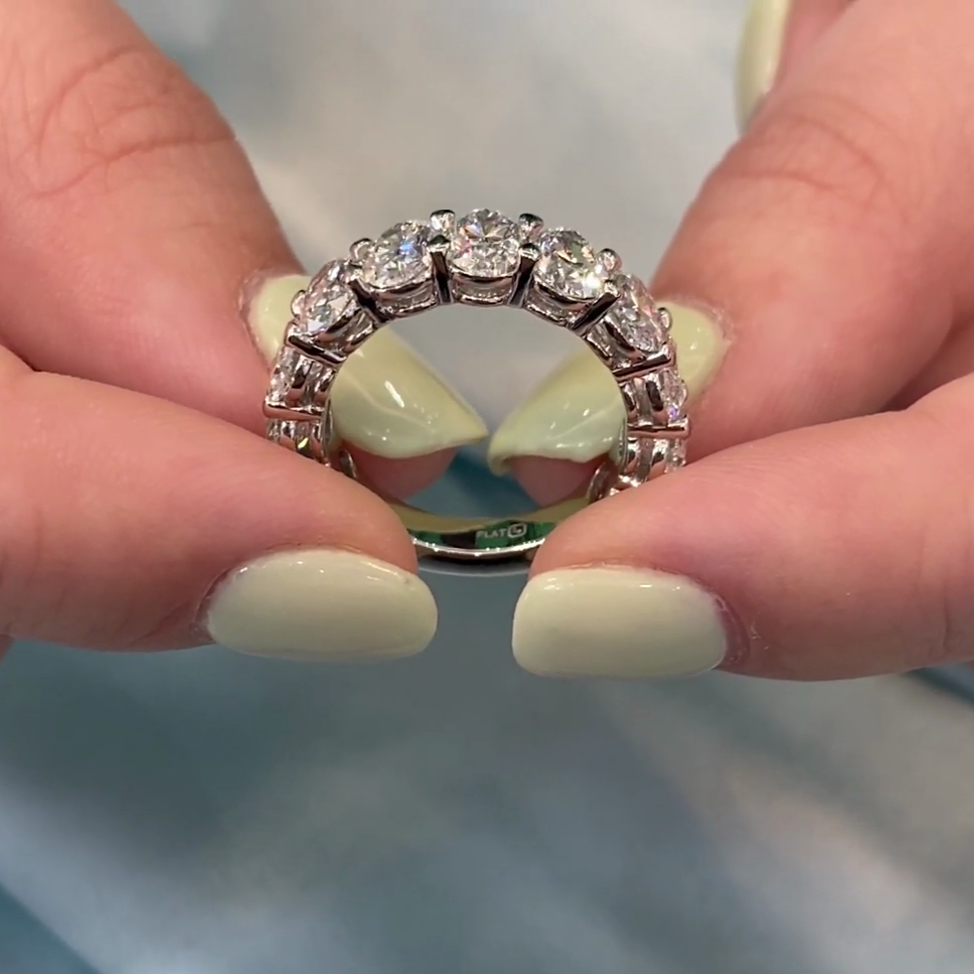 Oval 3.30tcw Lab Diamond Half Eternity Wedding Band | IGI Certified DEF VVS–VS Clarity