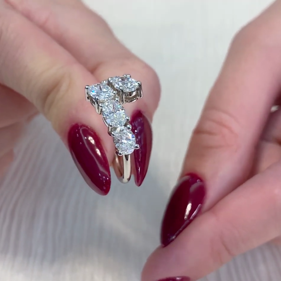 Oval 2.00tcw Lab Diamond Bypass Engagement Ring | DEF VVS–VS Clarity