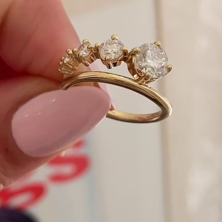 Round 0.80tcw Lab Diamond Five Stone Bypass Ring | IGI Certified | D-E-F | VVS–VS