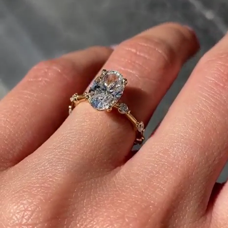 Oval 2.60tcw Lab Diamond Ring | IGI Certified | Accent Stones | D-E-F Color | VVS–VS