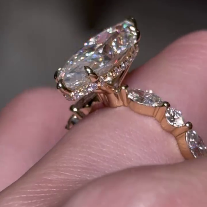 4.00tcw Marquise Lab Diamond Engagement Ring | Hidden Halo Pave | IGI Certified | Custom Gold