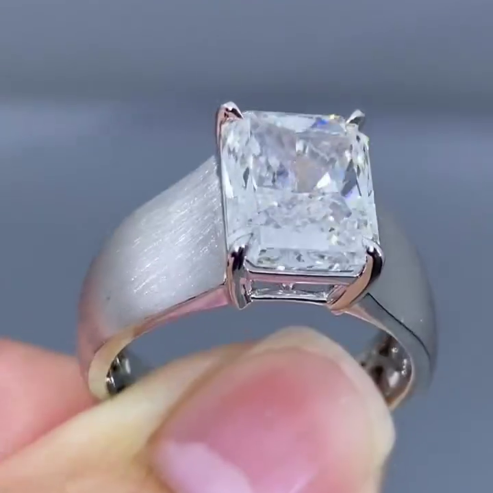 4.00ct Men’s Lab-Grown Radiant Diamond Ring | IGI Certified | Elegant White Gold Band