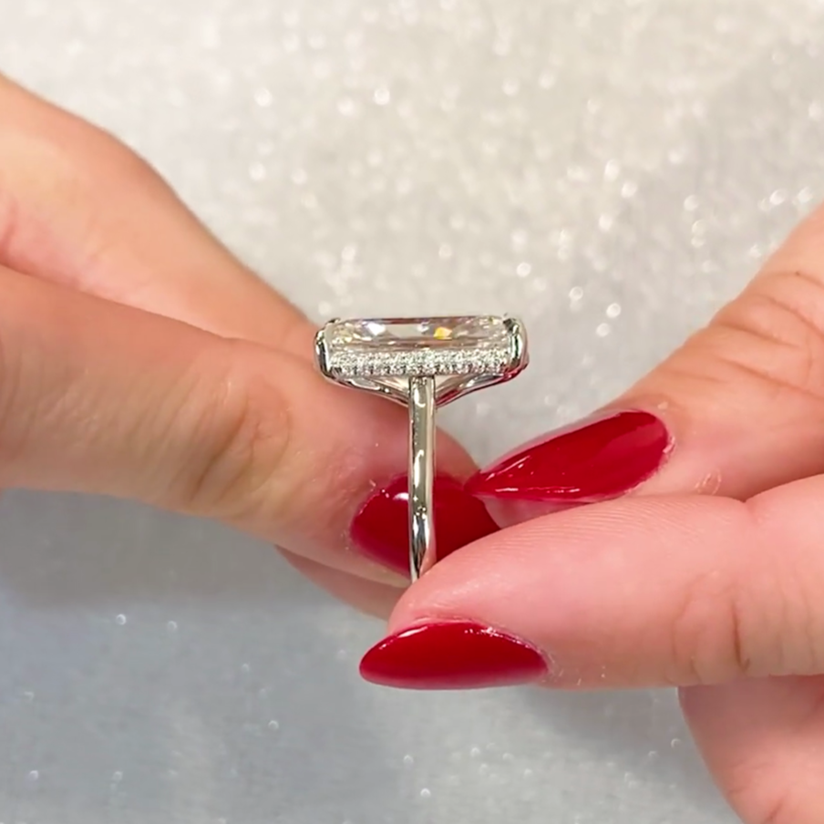 Radiant 8.10tcw Lab Diamond Hidden Halo Solitaire Ring | IGI Certified | D-E-F | VVS–VS