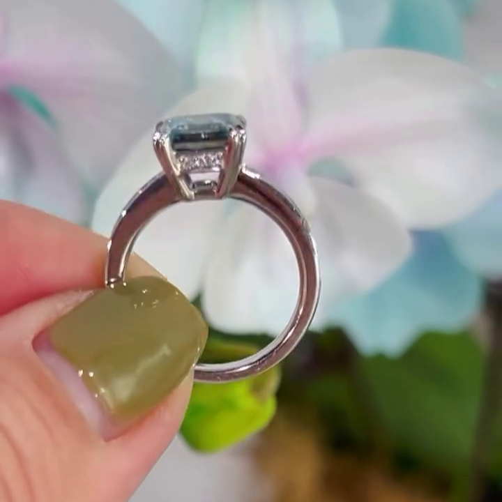 Fancy Blue Asscher 2.90tcw Lab Grown Diamond Engagement Ring | IGI Certified