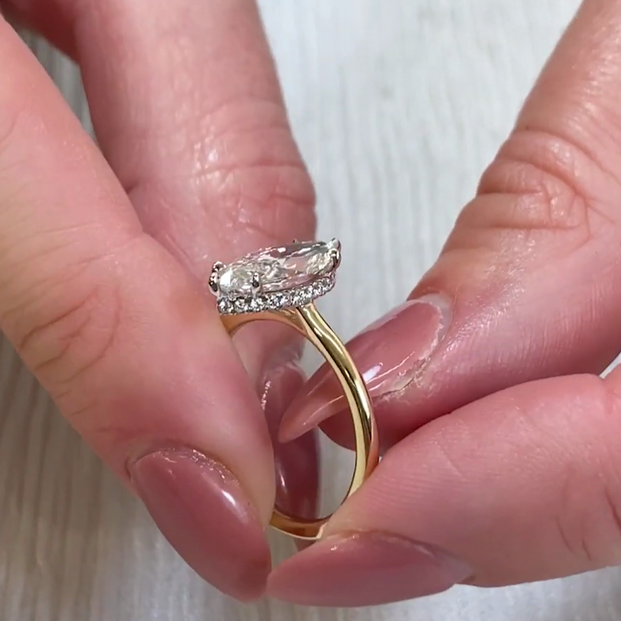 2.00tcw Marquise Lab Grown Diamond Hidden Halo Engagement Ring | IGI Certified | Ethical & Custom