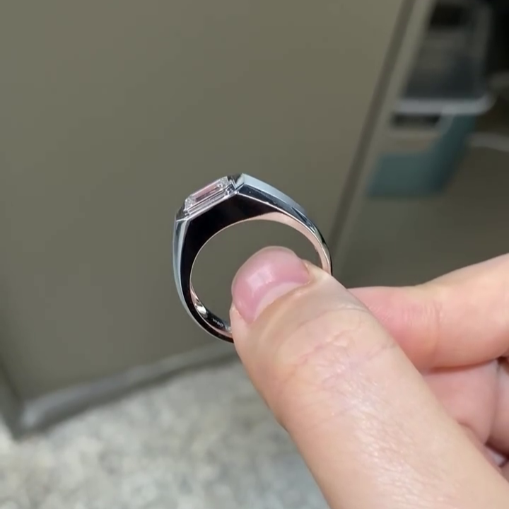 2.00ct Emerald Lab Grown Diamond Men’s Bezel Ring | IGI Certified | White Gold | VVS Clarity